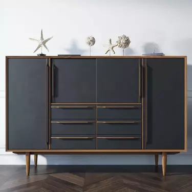 Большой комод с ящиками и дверками чёрный "Bruni Black"