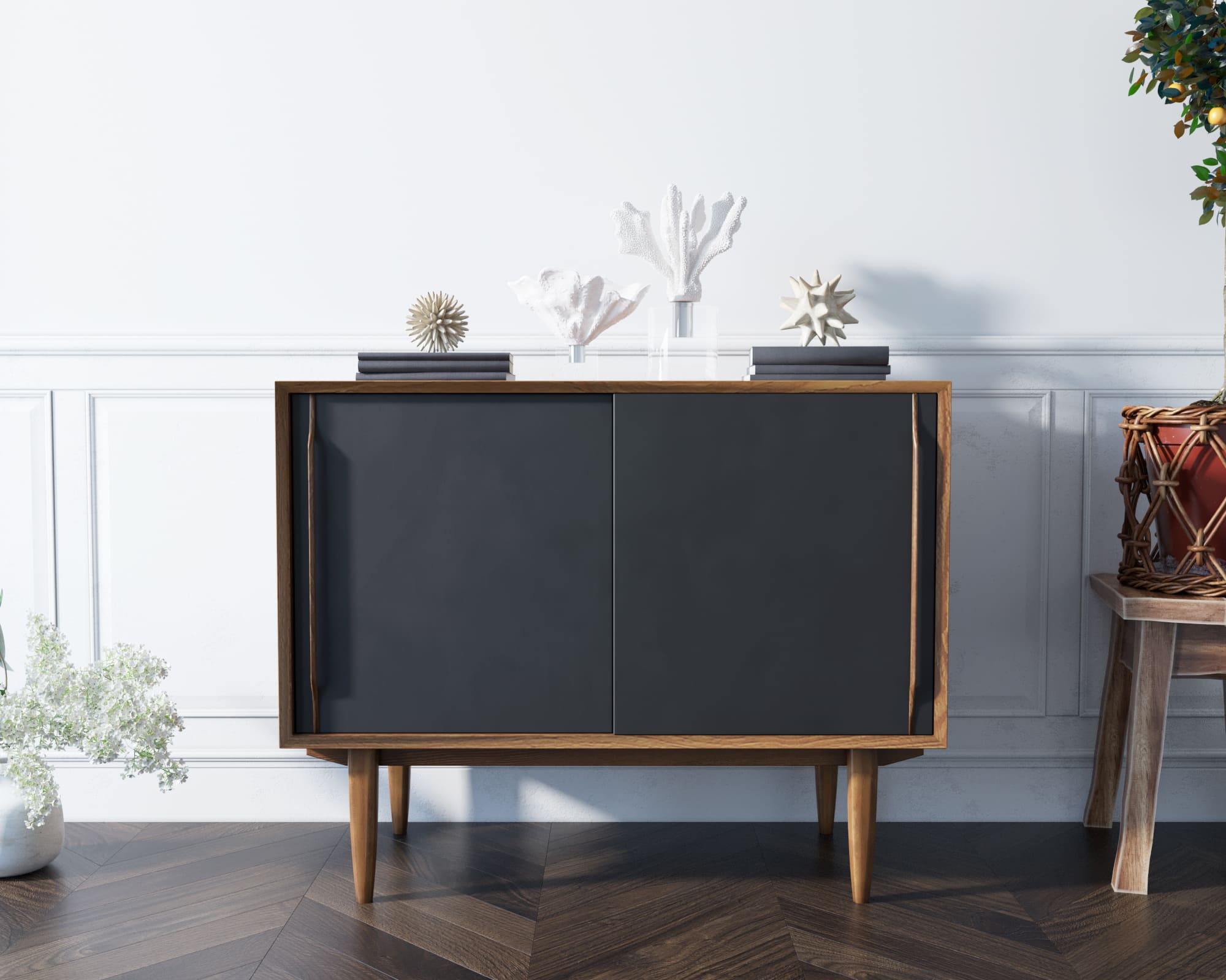 Комод из дерева "Bruni Black" две дверки