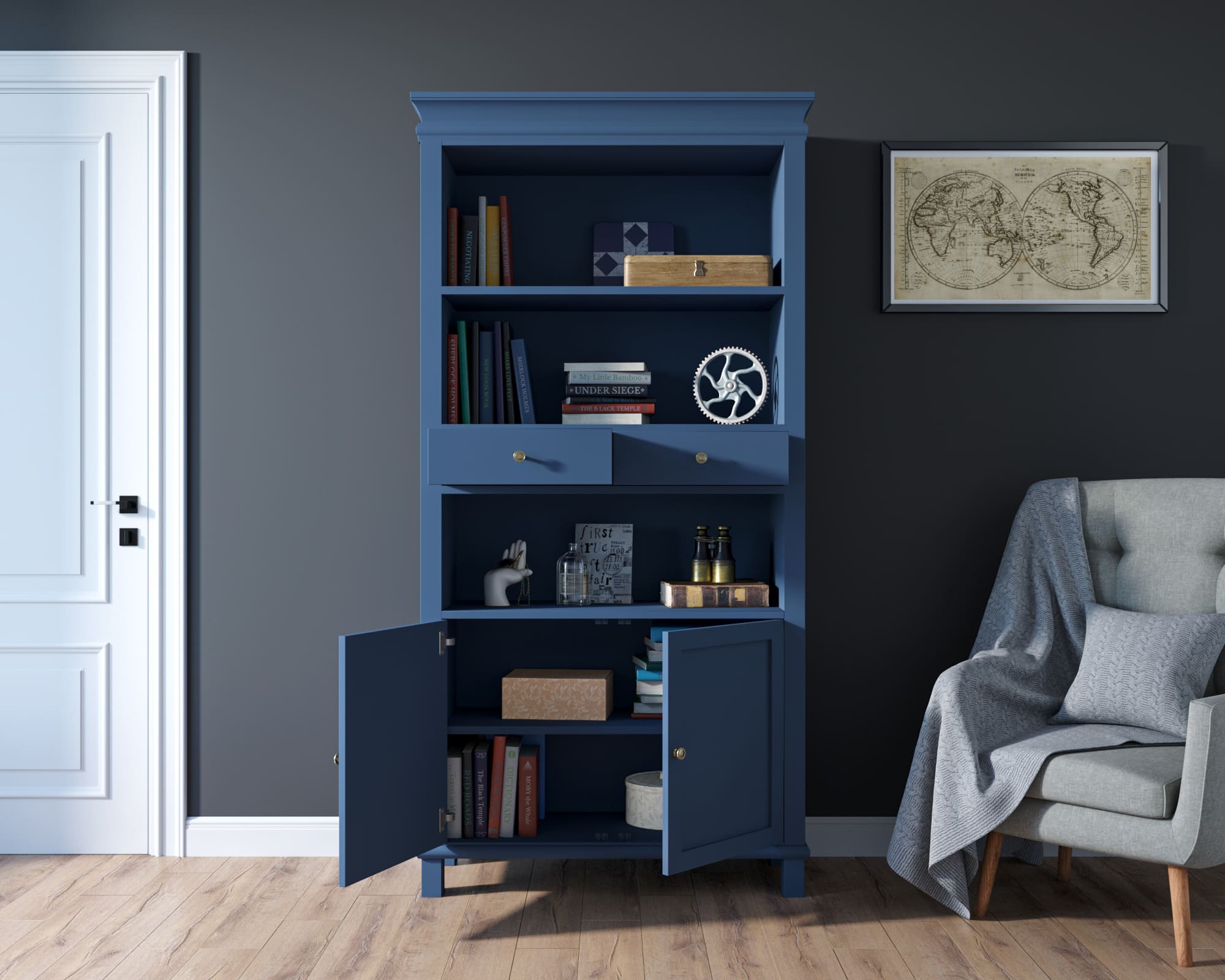 Стеллаж с ящиками с ящиками "Jules Verne" с дверками