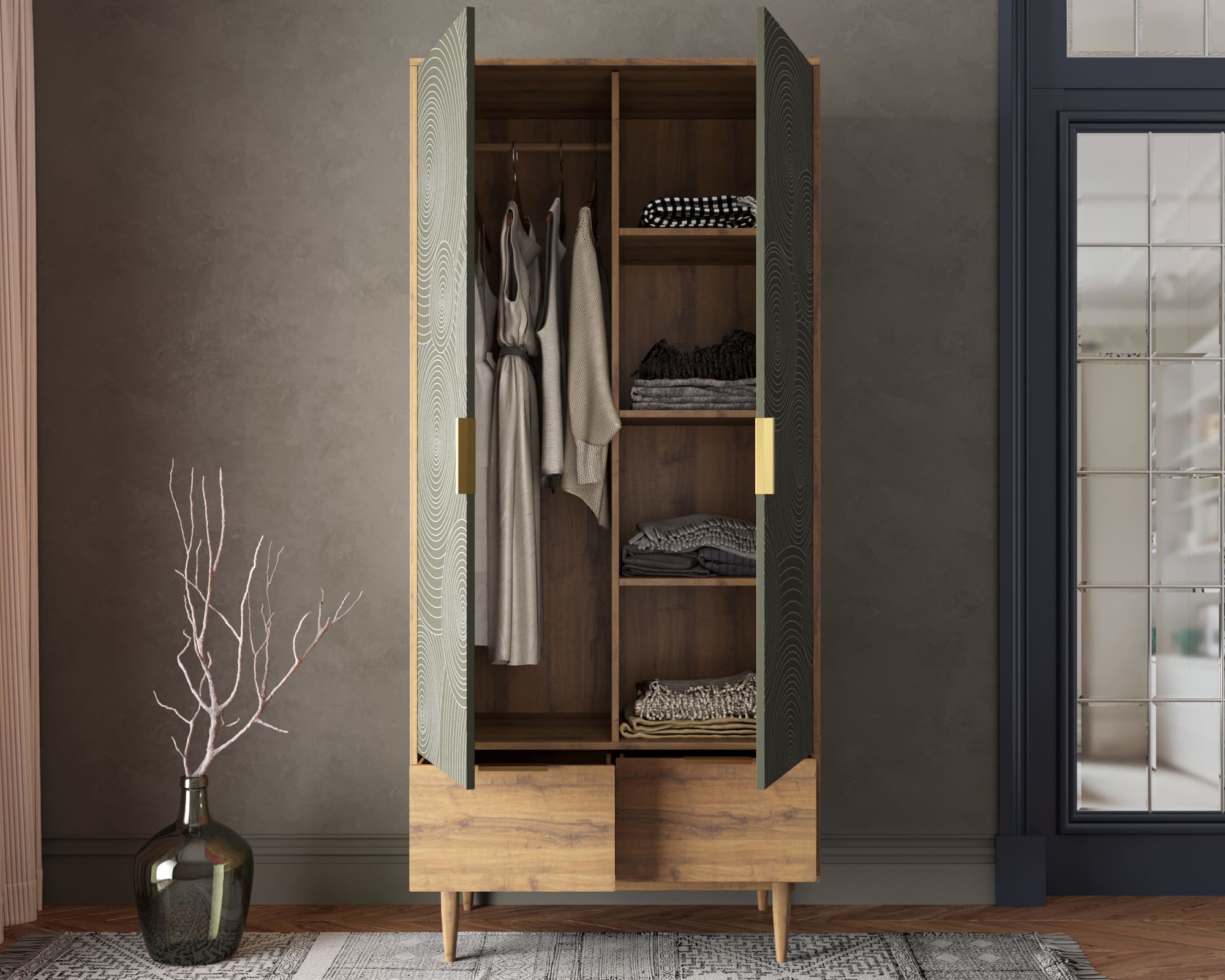 Шкаф двухстворчатый с ящиками "Line" R26