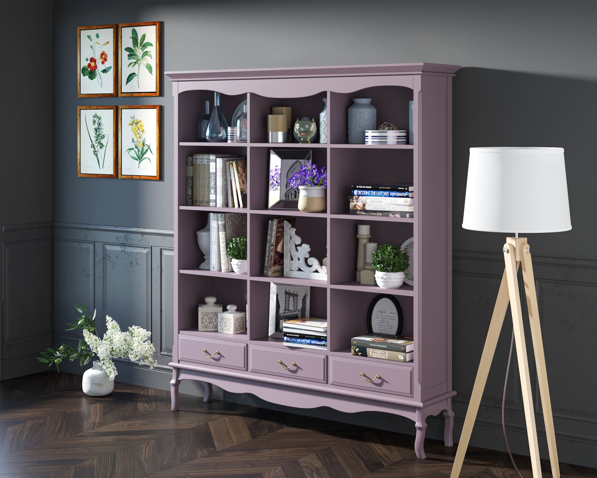 Стеллаж 3 ящика Leontina Lavanda тройной арт GS27/3L