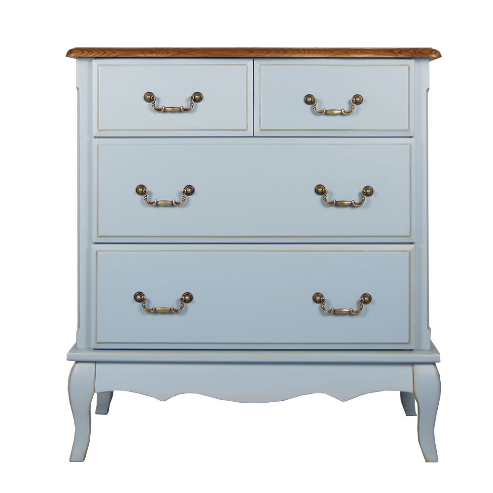 Голубой комод (4 ящика) дерево Leontina