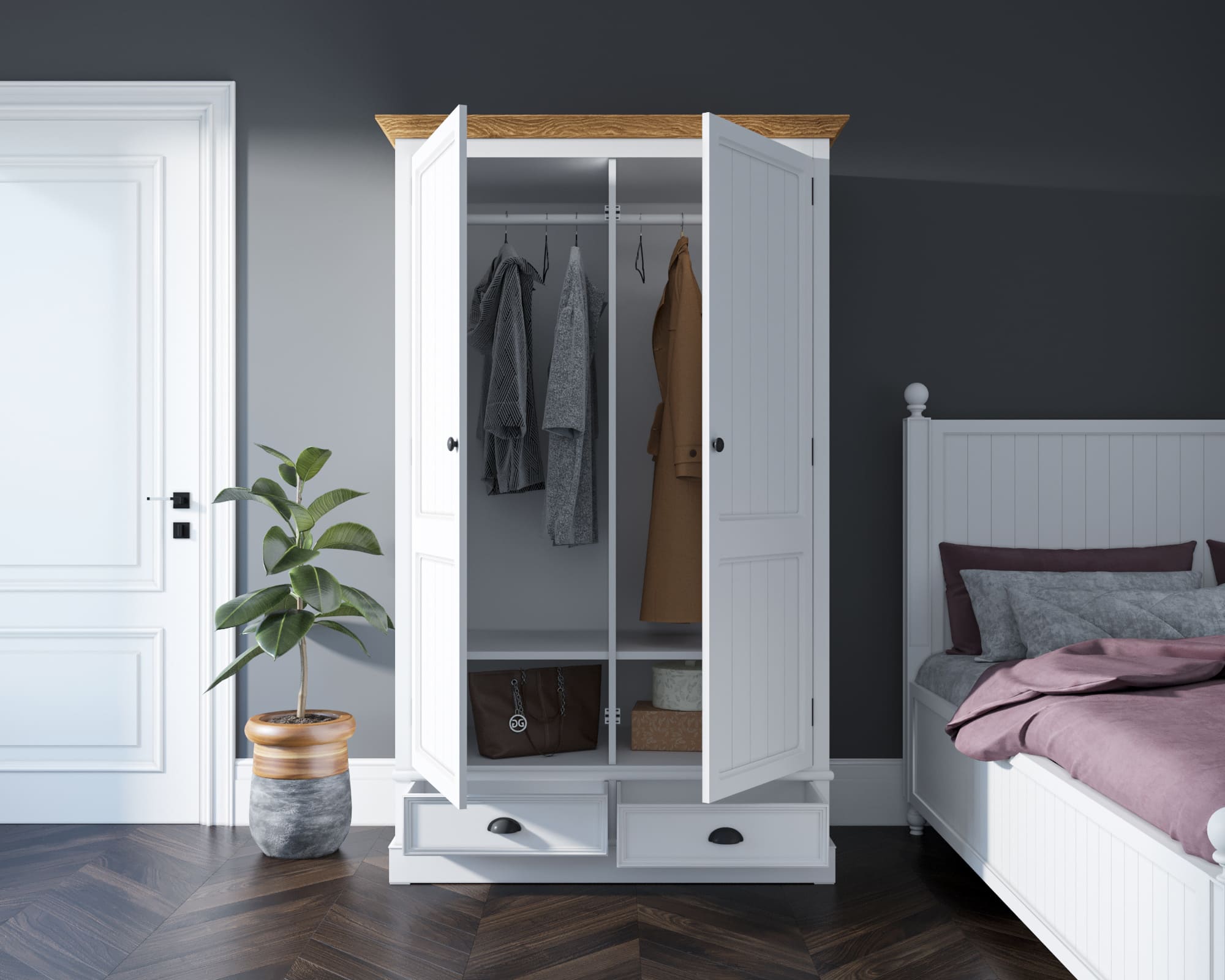 Шкаф двустворчатый для детской "Palermo" в стиле прованс