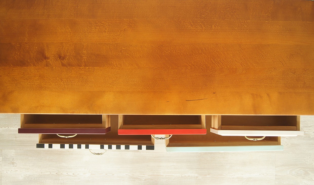 Комод с 5 ящиками из березы «Gouache Birch» горизонтальный арт M10526ETG/1