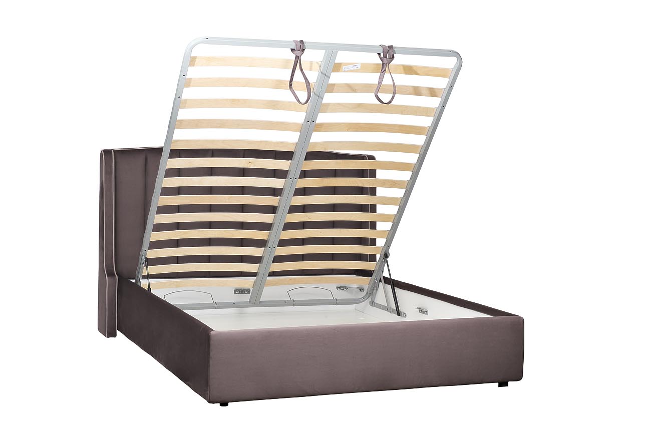 Кровать Odry c подъем.мех. велюр лилово-серый Vel19