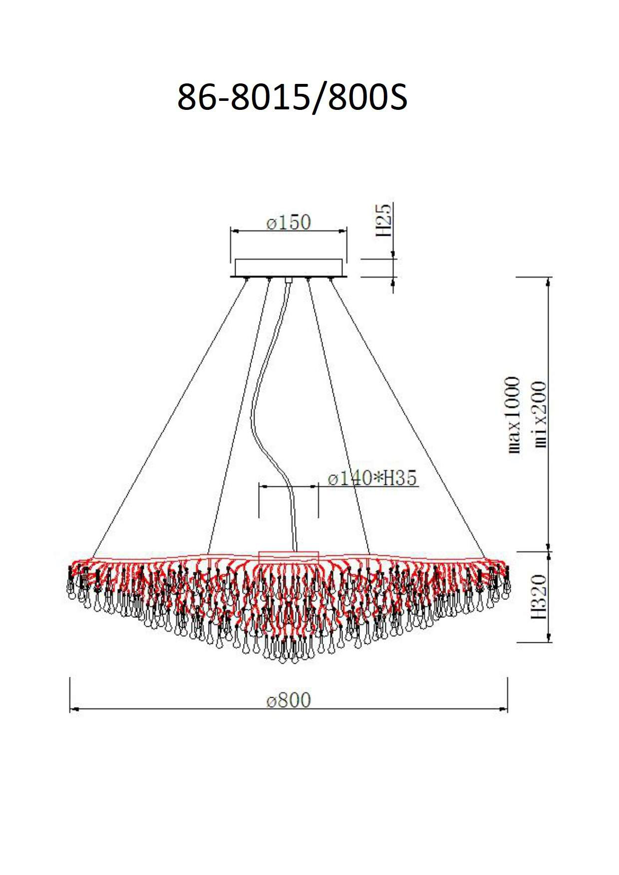86-8015/800S Люстра d.80*h.32см, хром