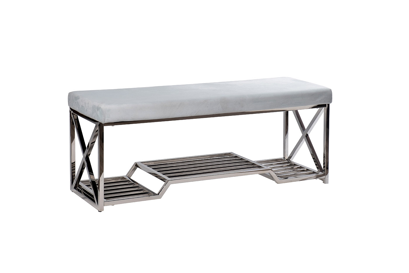 47ED-010BAN-GLB Банкетка голубой велюр/ хром