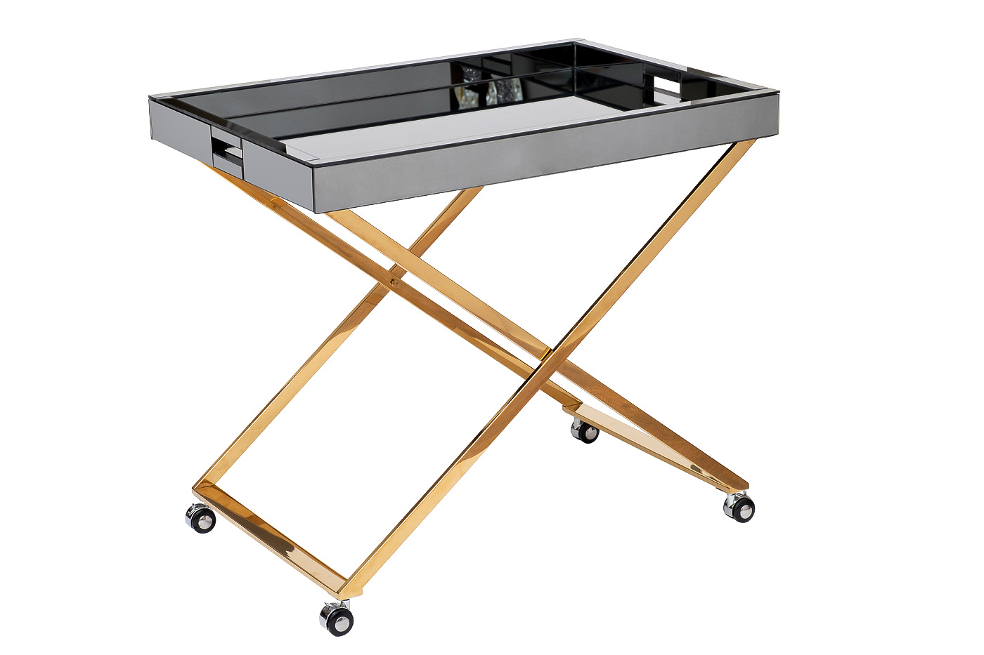 KFG134 Стол сервировочный матовый, н/ж сталь золото
