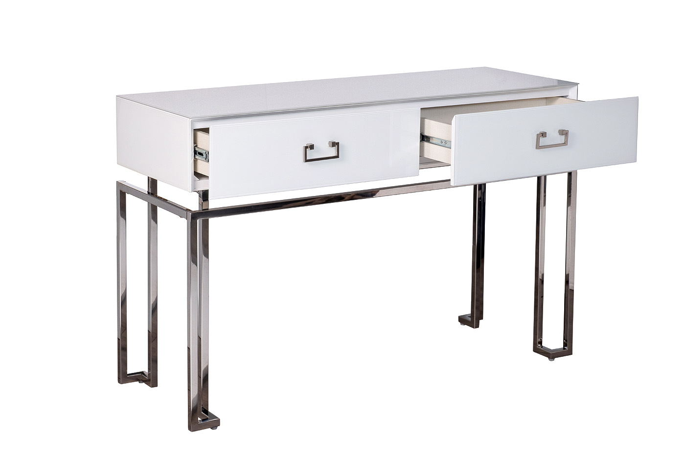 KFG070-NI Консоль, 2 ящика, белая/ хром
