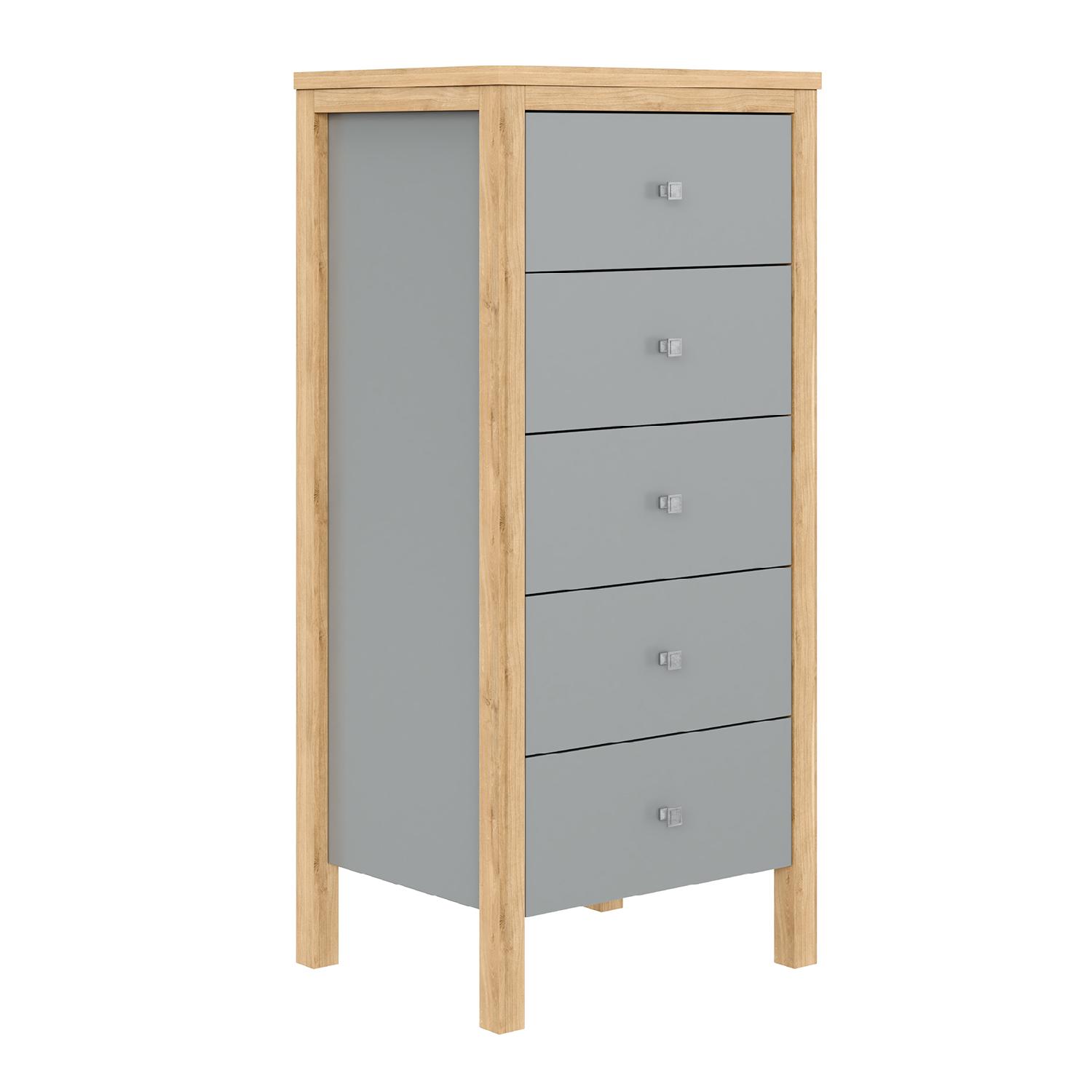 Комод с 5 ящиками Вояж-05 (Серый №7042+ антик №24)