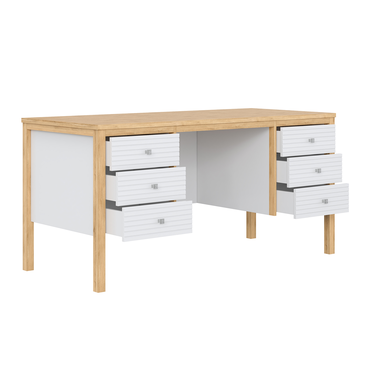 Стол письменный белый Вояж-06-РЯ (Белый лак + антик №24)