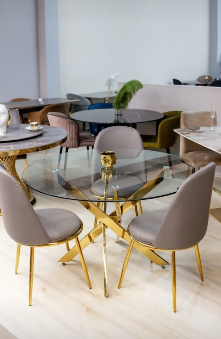 Стол обеденный Элис Силвер DT-2850, 120х120х75 см, белый мрамор