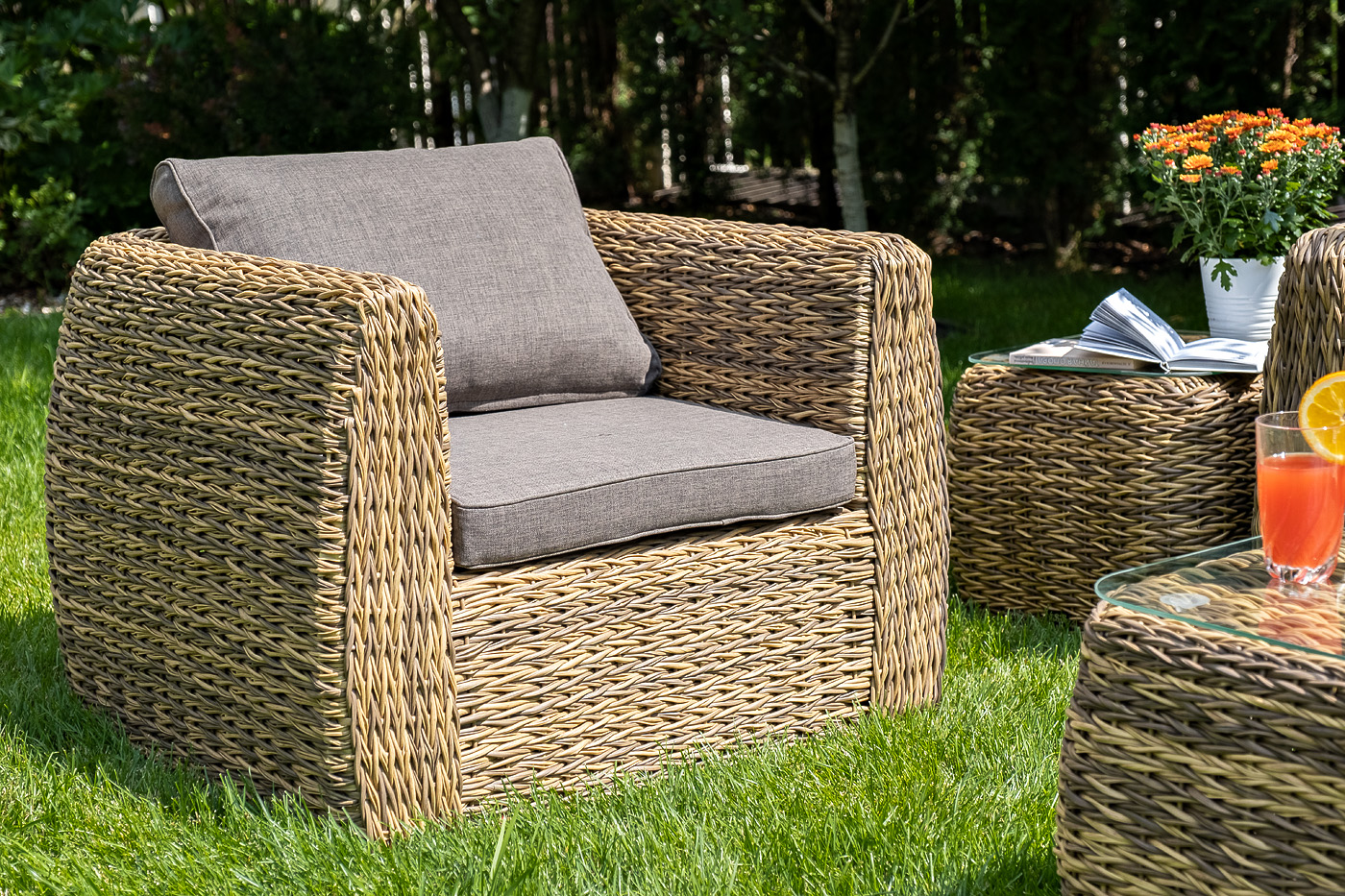 "Клиари" кресло из искусственного ротанга (гиацинт), цвет соломенный