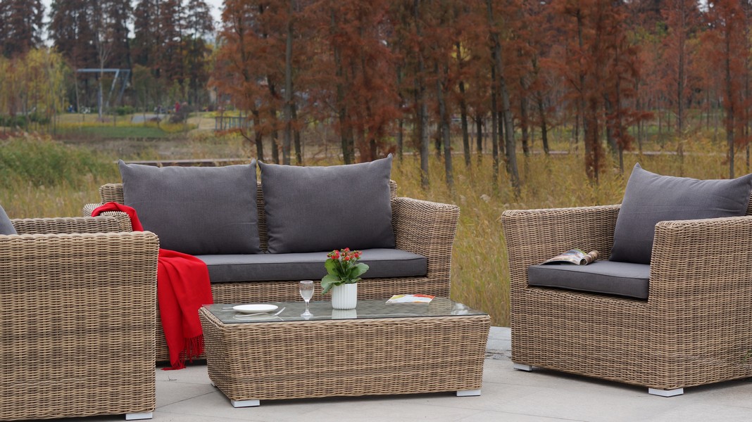 "Капуто" диван из искусственного ротанга двухместный, цвет соломенный