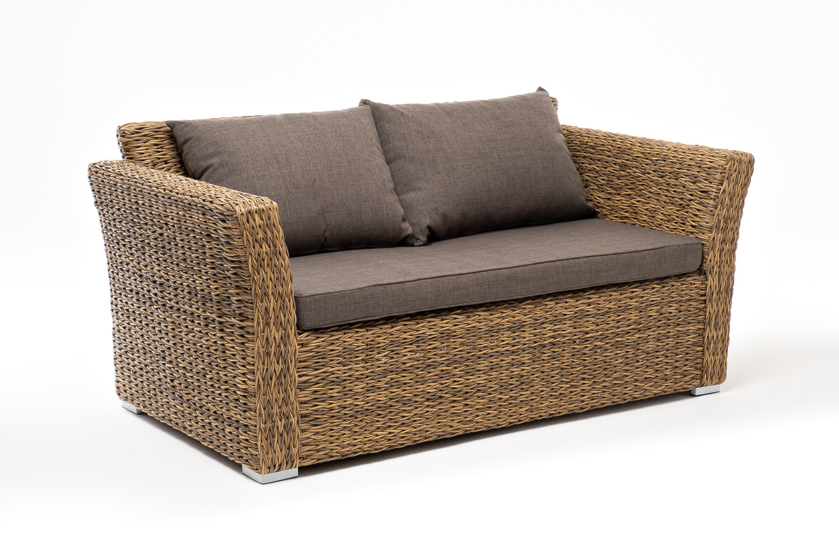 "Капуто" диван из искусственного ротанга (гиацинт) двухместный, цвет соломенный