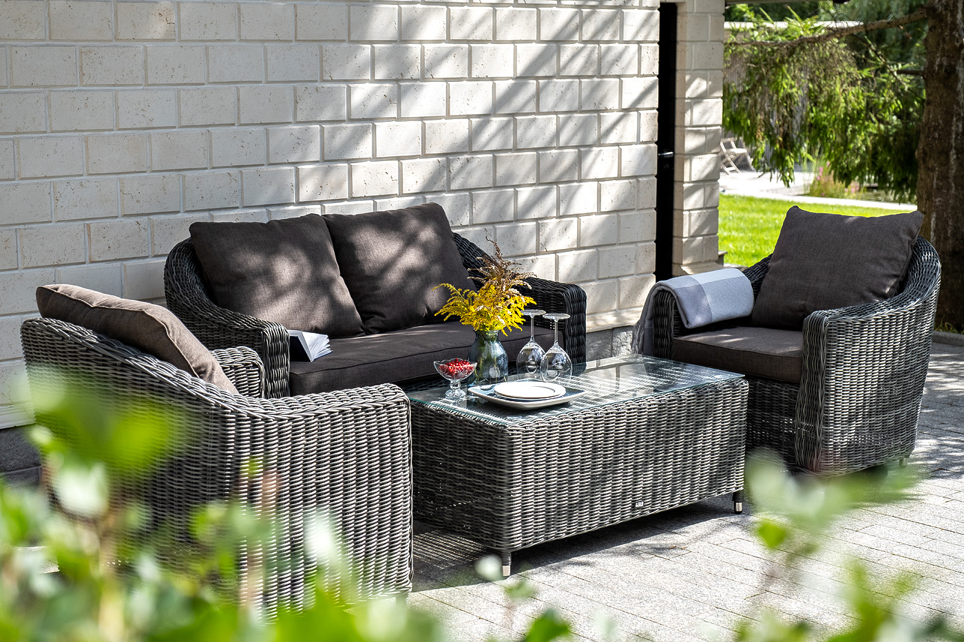 "Копаннини" кресло из искусственного ротанга, цвет графит