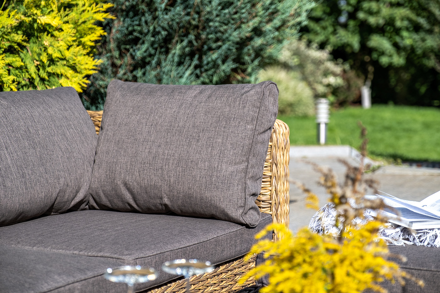 "Лунджи" модуль диванный угловой с подушками, цвет соломенный (гиацинт)