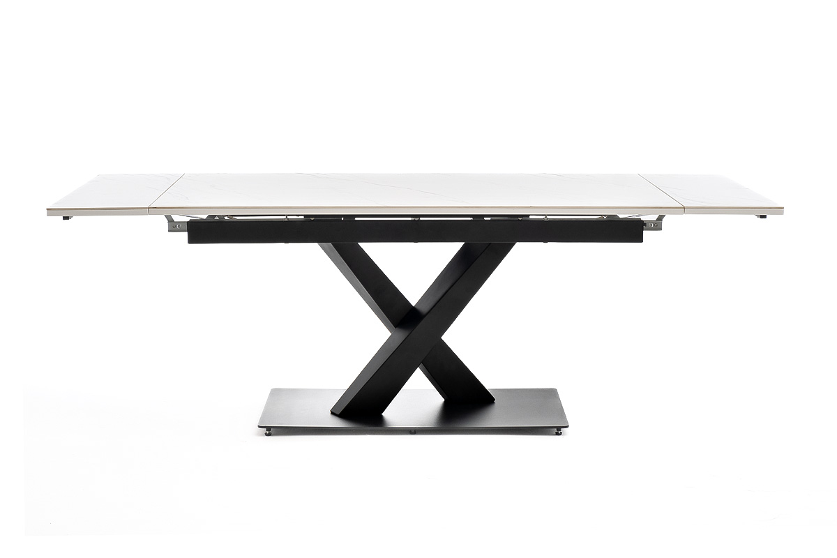 "Юпитер" стол интерьерный раздвижной обеденный из керамики, цвет белый глянцевый